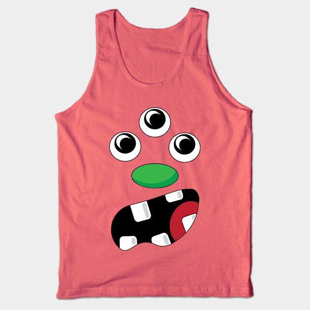 Silly Monster Face T-Shirt | Three Eyes Tank Top by TeesByJay